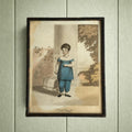 Adorable Georgian Engraving Child And Pull Toy Fly Wagon by James Godby Circa 1810