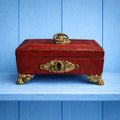 19th Century Georgian Childs Red Leather Sewing Box C 1810 AF