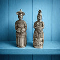Antique Pair Georgian Needle Cases Sterling Silver Figural Sewing Bodkin Case Chinoiserie Circa 1820