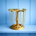 Art Deco Gilt Ormolu Cocktail Stick Holder Celeste Blue Flowers
