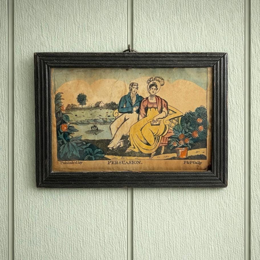 Antique P & P Gally Print Persuasion Circa 1815 English Folk Art Cottage Print