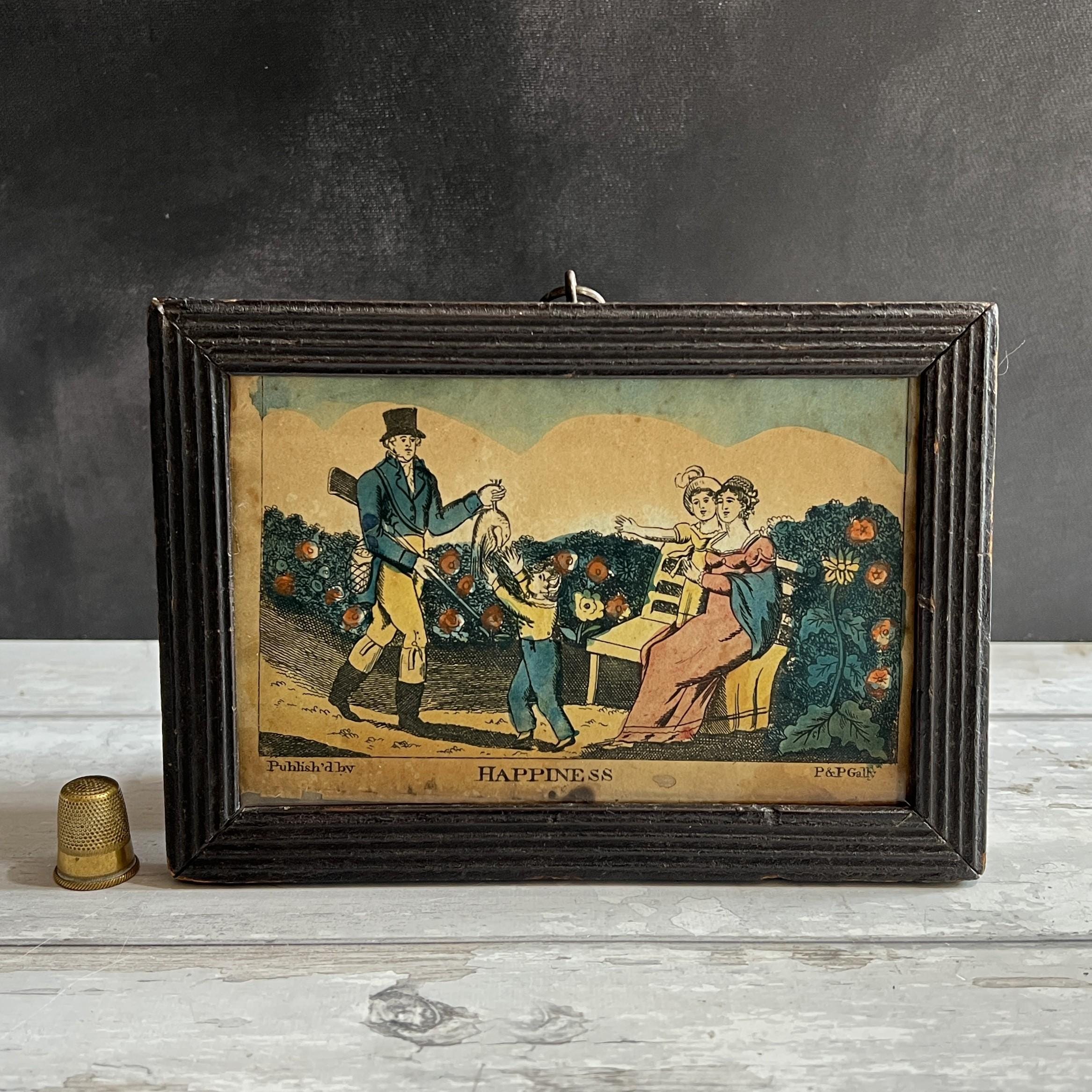 Antique P & P Gally Print Happiness Original Frame C 1815