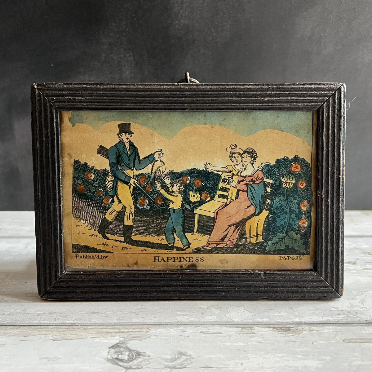 Antique P & P Gally Print Happiness Original Frame C 1815