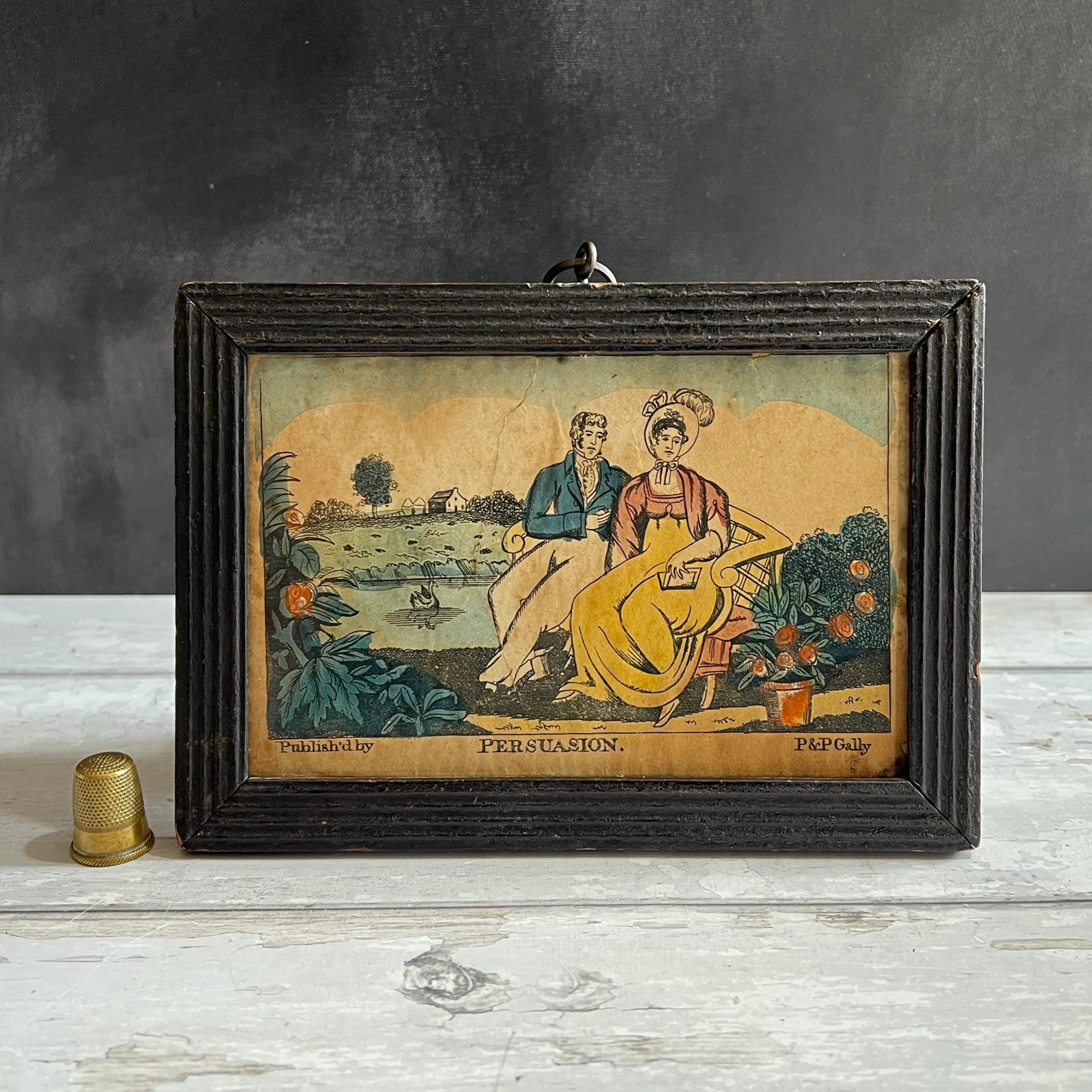 Antique P & P Gally Print Persuasion Circa 1815 English Folk Art Cottage Print