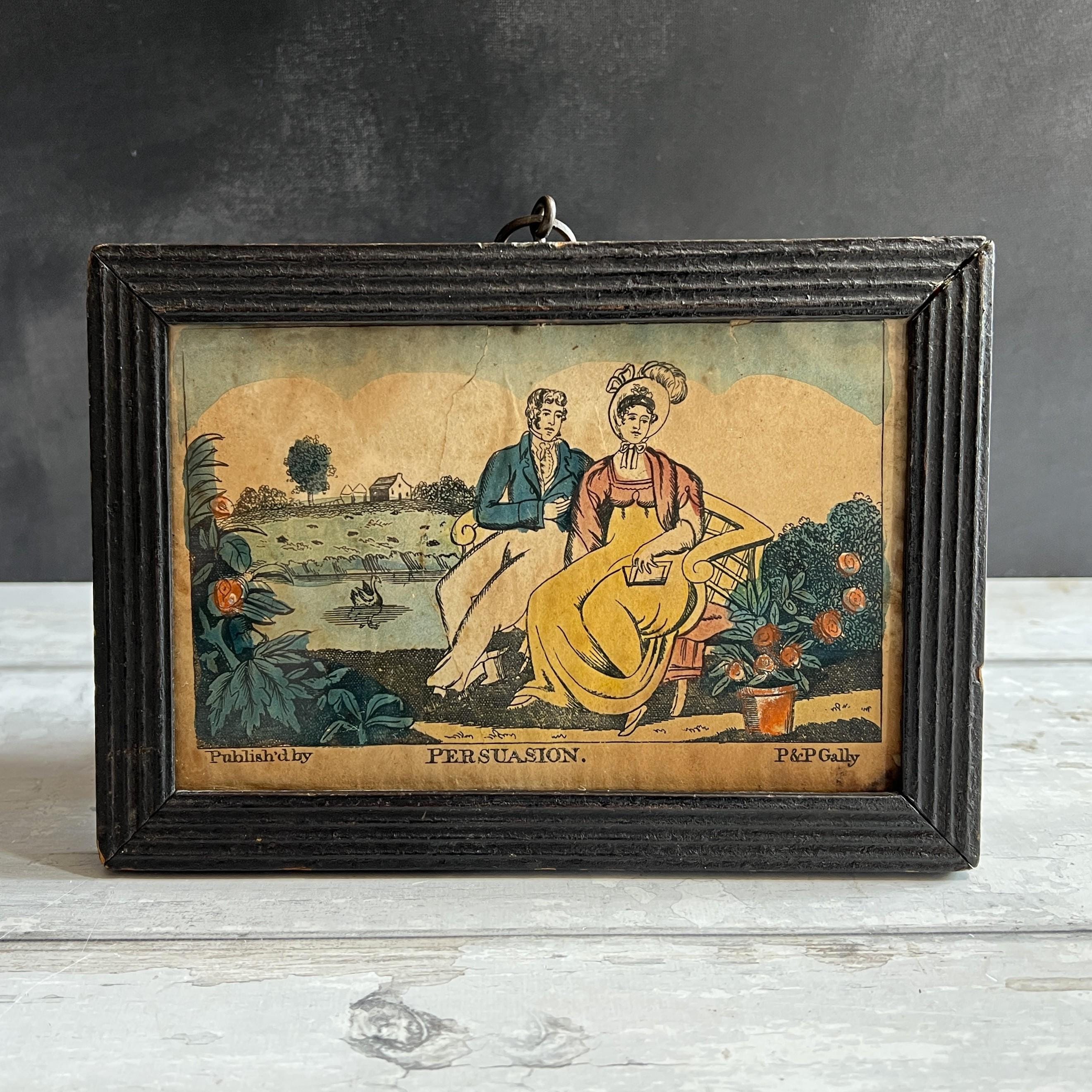 Antique P & P Gally Print Persuasion Circa 1815 English Folk Art Cottage Print