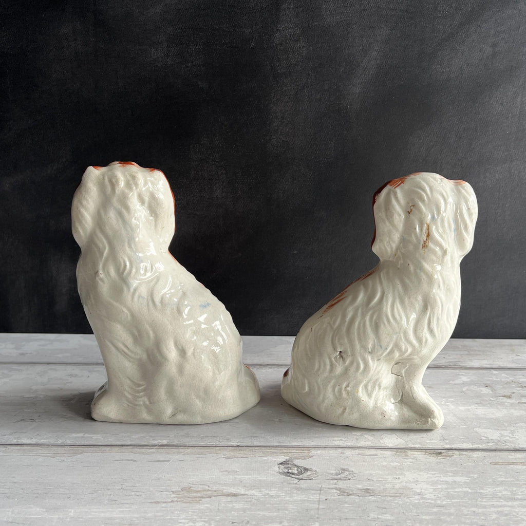 Victorian Pair Staffordshire Dogs Red Fireside Spaniels English C 1870