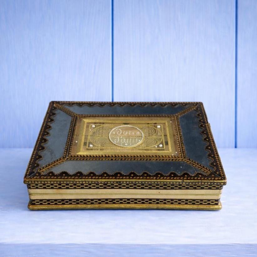 19th Century Bonbon Box Dragee Box Mirrored Beaded Wire Work C 1820