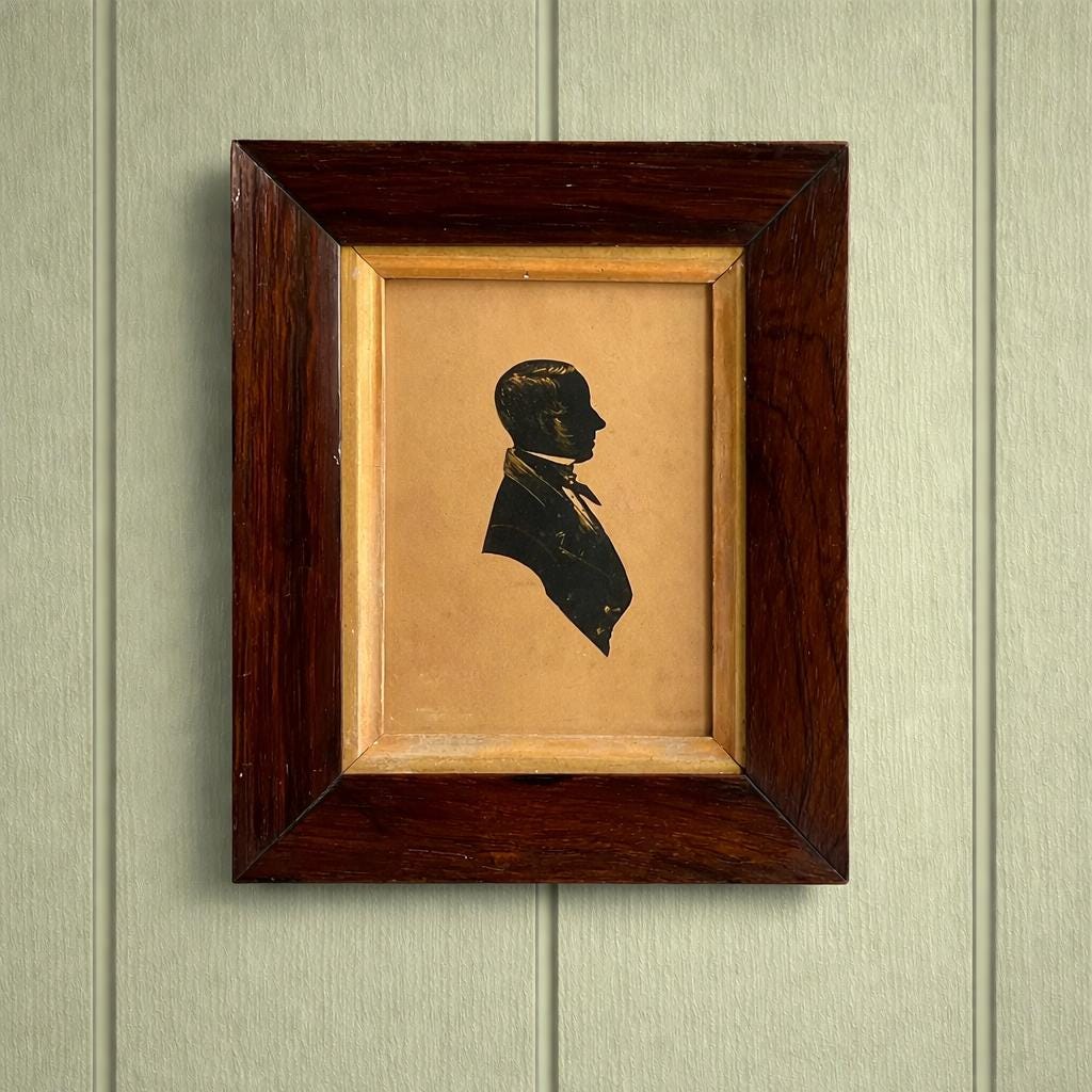 Antique 19th Century Portrait Silhouette Gentleman J Astley C 1830