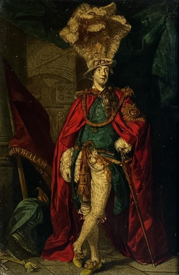 19th Century Reverse Print On Glass Portrait Charles Coote Earl Of Bellamont Ireland After Joshua Reynolds