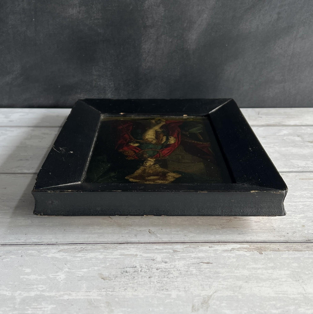 19th Century Reverse Print On Glass Portrait Charles Coote Earl Of Bellamont Ireland After Joshua Reynolds