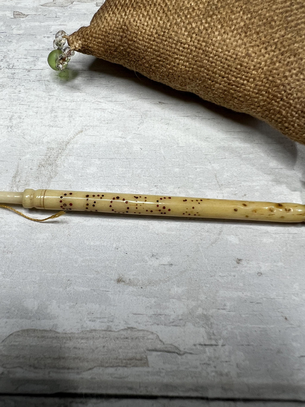 Antique Sampler Pincushion & Lace Making Bobbin C 1870s