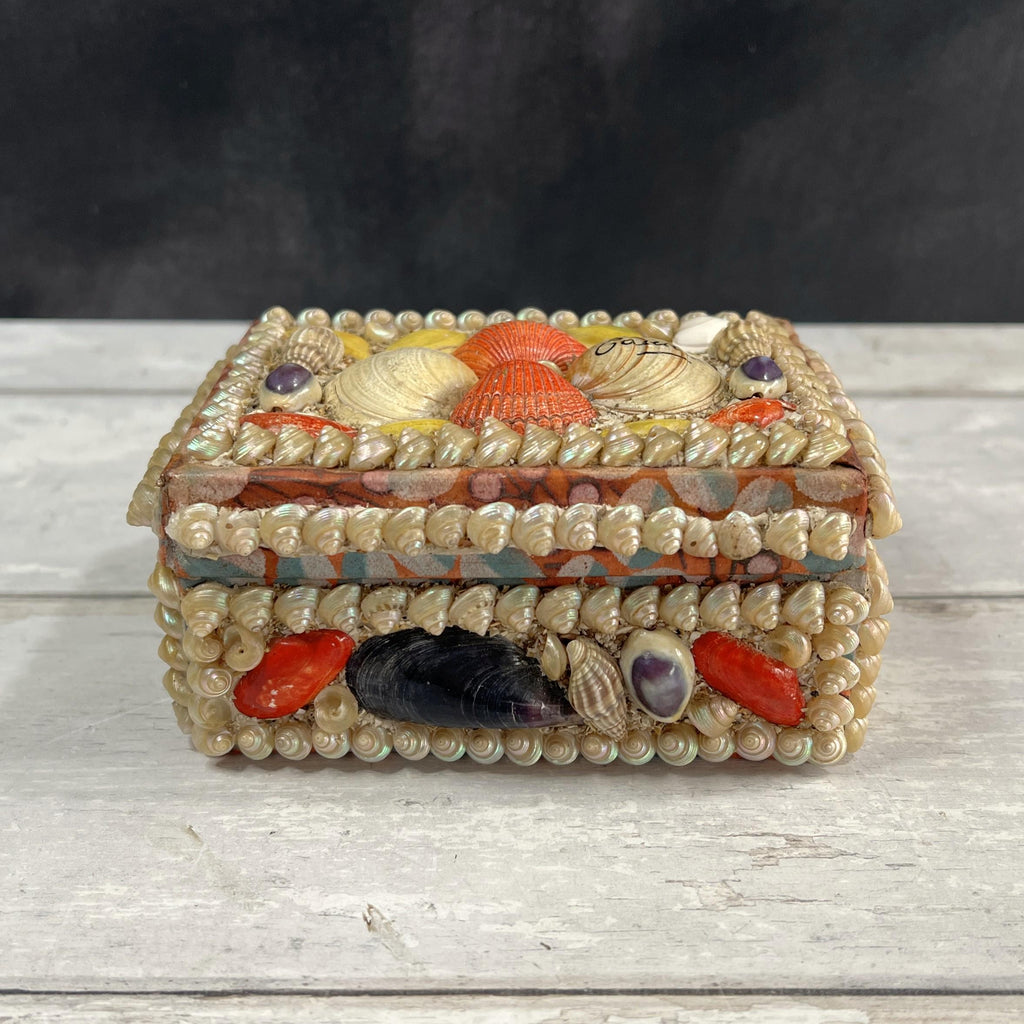 Victorian Sea Shell Trinket Box Shell Work C 1900