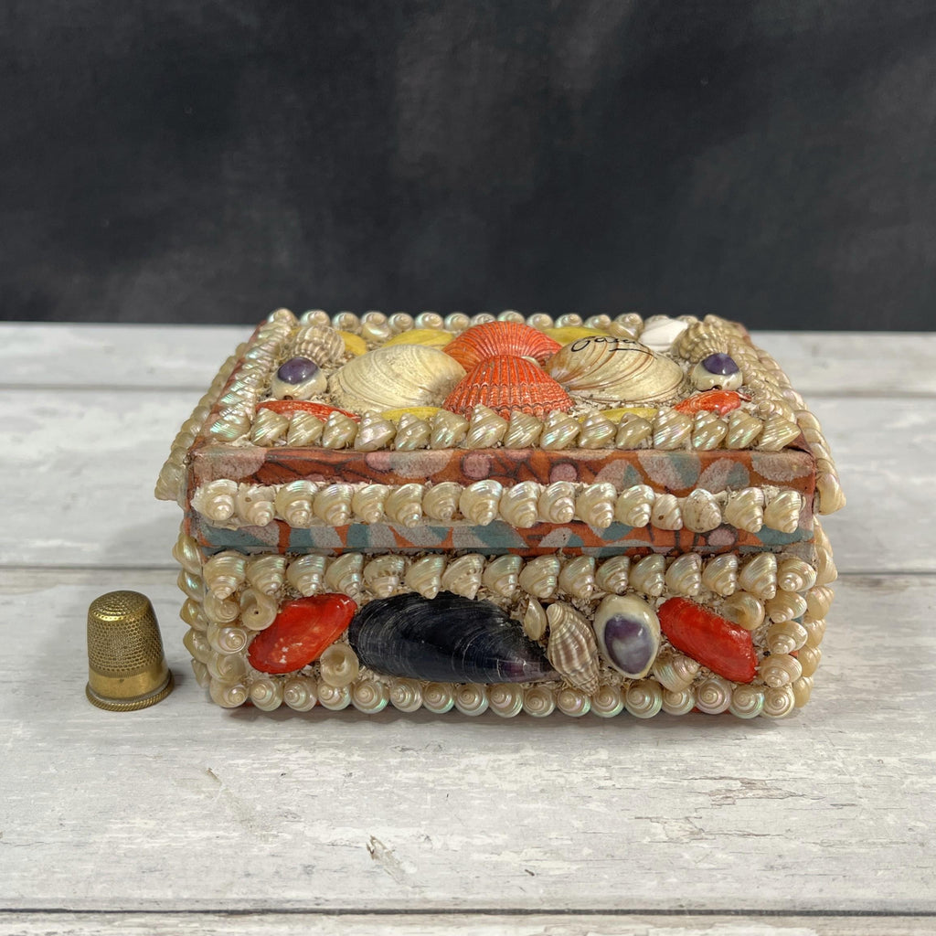 Victorian Sea Shell Trinket Box Shell Work C 1900