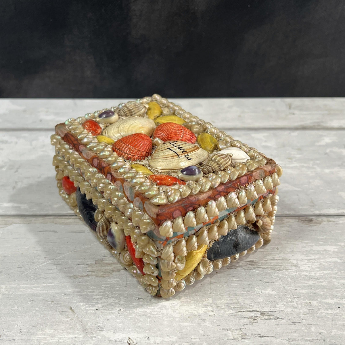 Victorian Sea Shell Trinket Box Shell Work C 1900