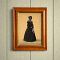 Antique 19th Century Silhouette Full Length Portrait Lady Dress Handkerchief English C 1830