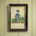 19th Century Valentine Painting On Pith Paper of Scottish Poet Boy Circa 1830 RARE AF