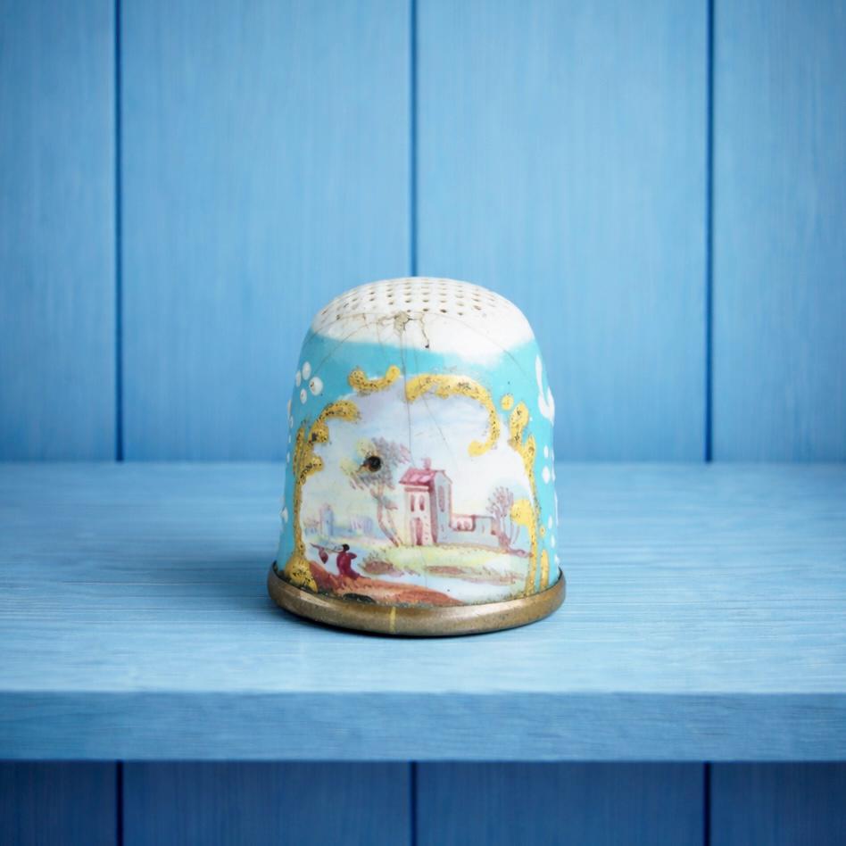 Antique English Enamel Thimble Circa 1780's Georgian George III Period
