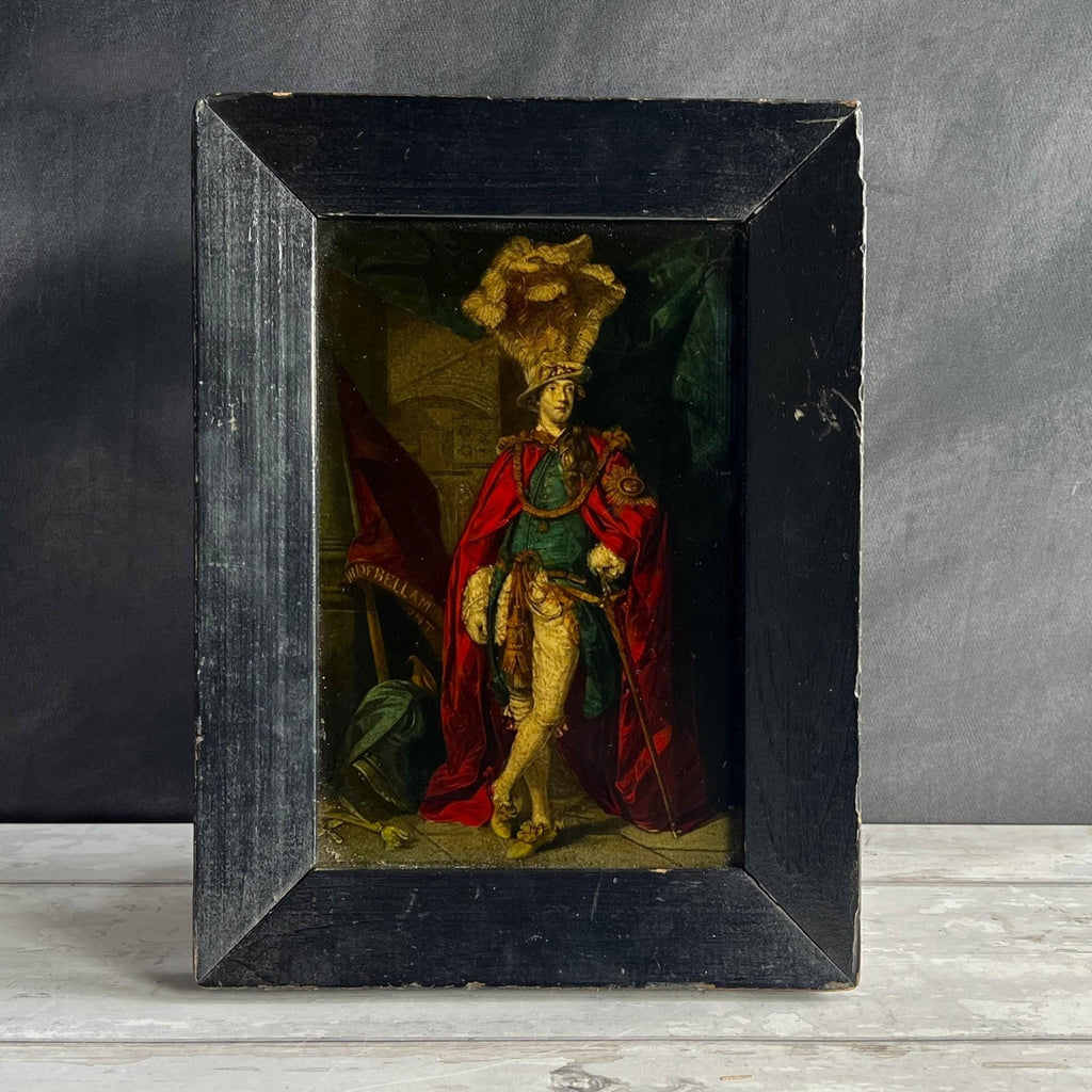 19th Century Reverse Print On Glass Portrait Charles Coote Earl Of Bellamont Ireland After Joshua Reynolds