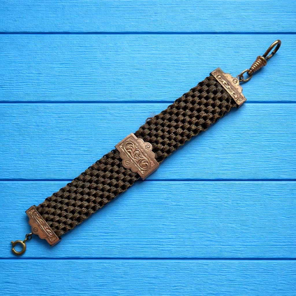 Antique Victorian Woven Hair Fob Watch Circa 1860