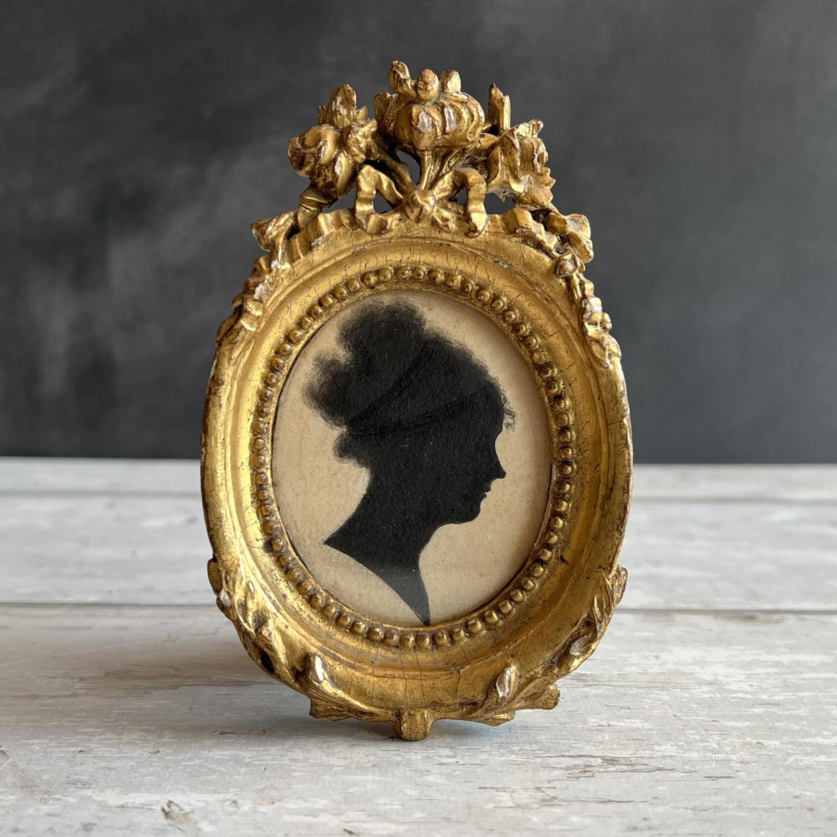 19th Century Regency Miniature Portrait Silhouette of a Lady Bandeaux Hairstyle Circa 1813