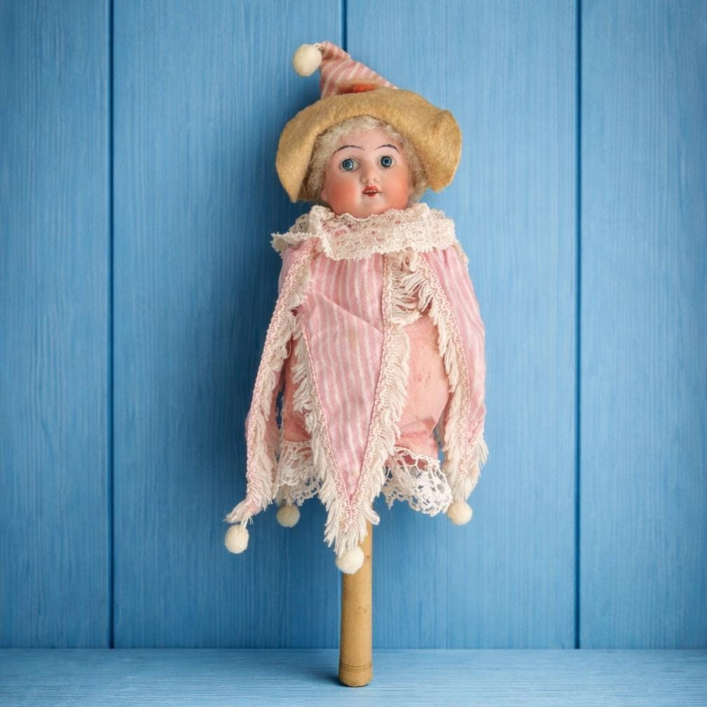 Antique Musical Marotte Doll Bisque Socket Head Fully Working German/French Circa 1890