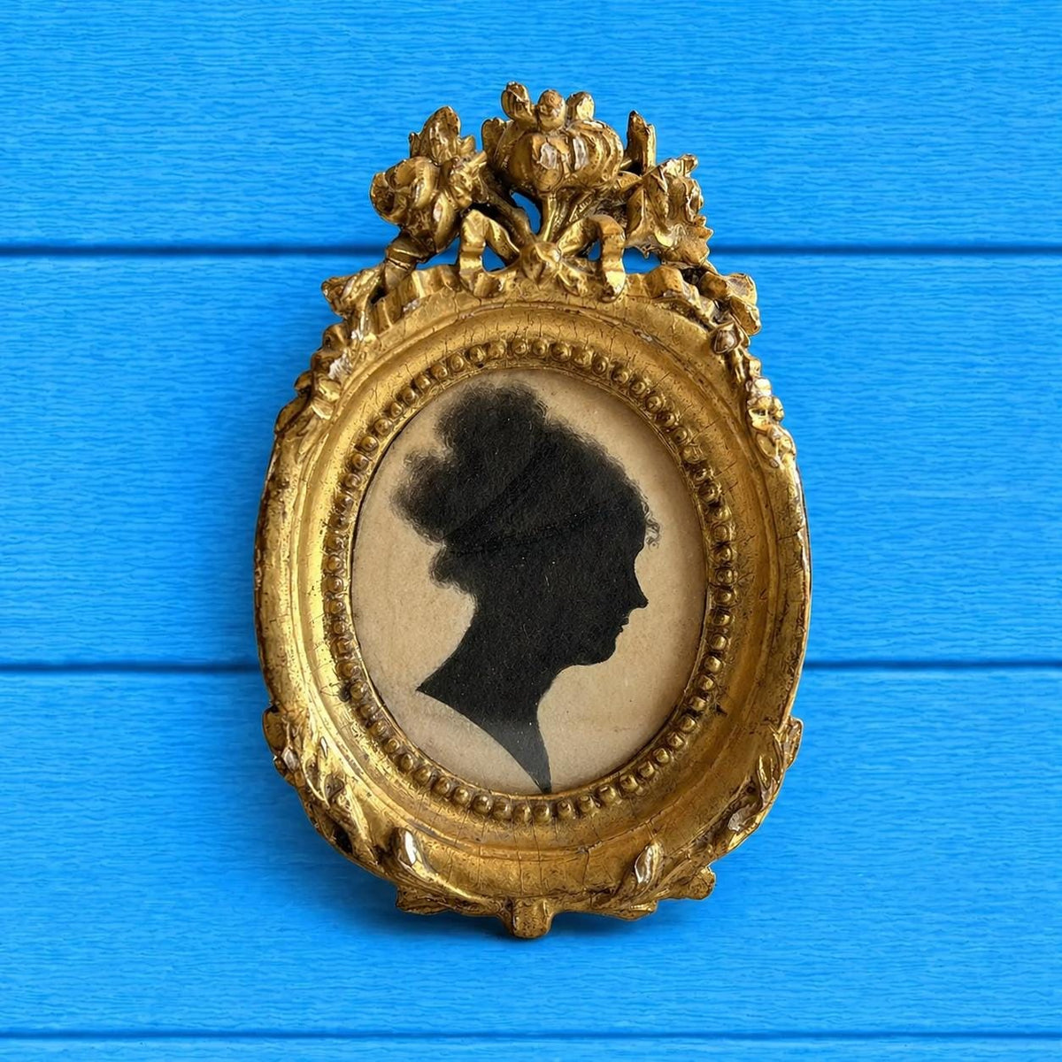 19th Century Regency Miniature Portrait Silhouette of a Lady Bandeaux Hairstyle Circa 1813