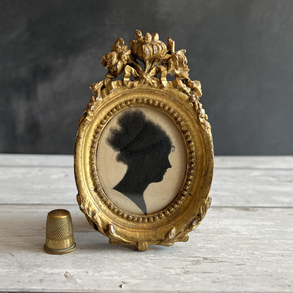 19th Century Regency Miniature Portrait Silhouette of a Lady Bandeaux Hairstyle Circa 1813