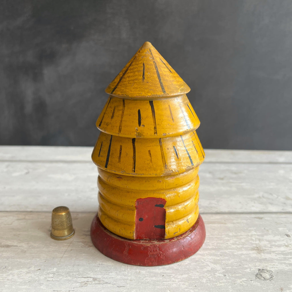 Antique Bee Skep Money Bank Naïve Folk Art Bee Hive Money Box C 1890