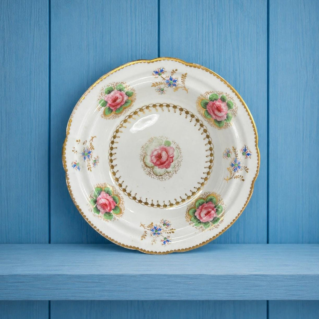 Antique Georgian Porcelain Dessert Dish Billingsley Roses Thomas Goode Retailer