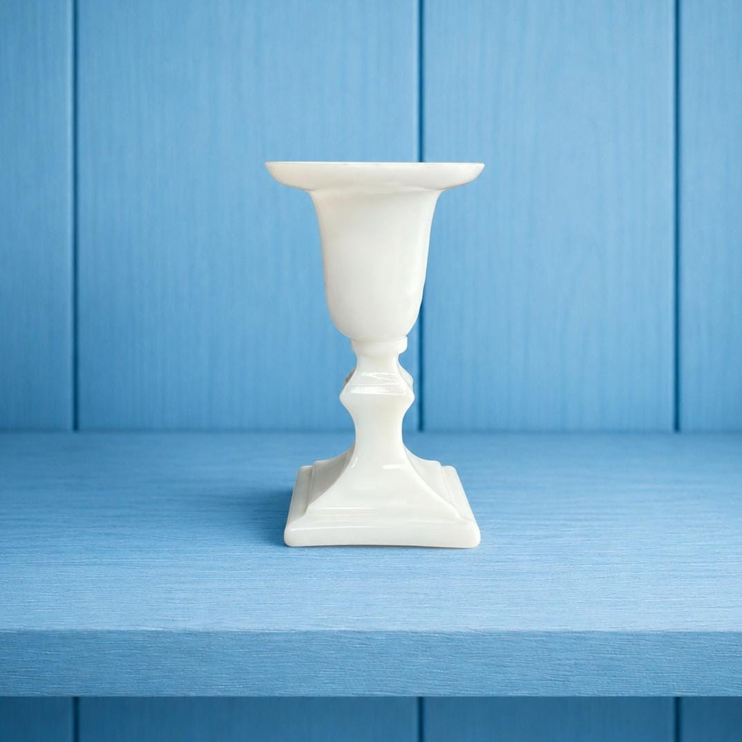 Antique French Miniature Candlestick White Opaline Glass Circa 1860 Napoleon III