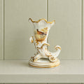 Antique Porcelain Cornucopia Vase Hand-Painted Bird and Butterfly Regency Era
