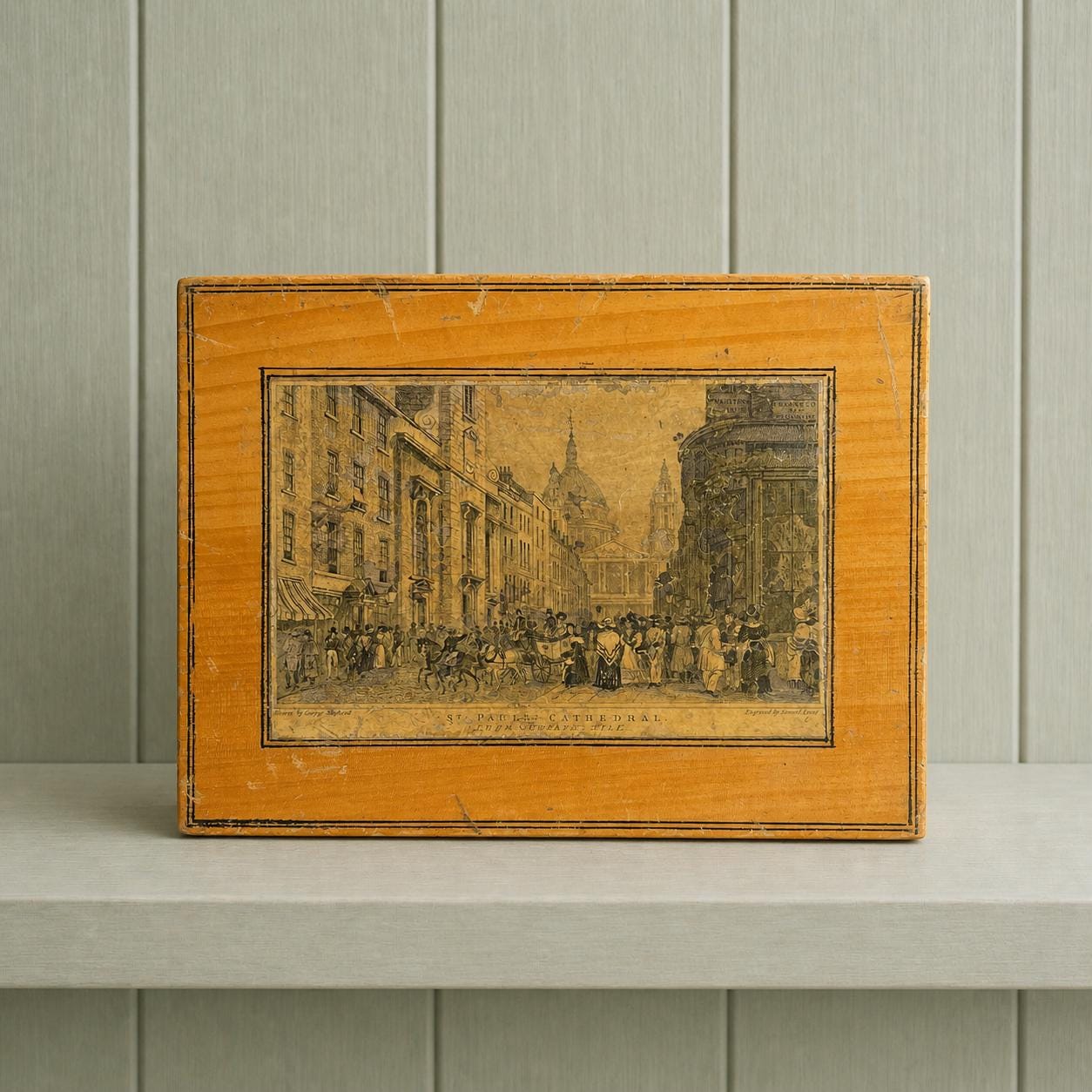 Antique St Paul's Cathedral Paint Box 1840s Whitewood Tunbridge Ware
