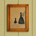 Antique Silhouette Full Length Mother And Child Fishing C 1840