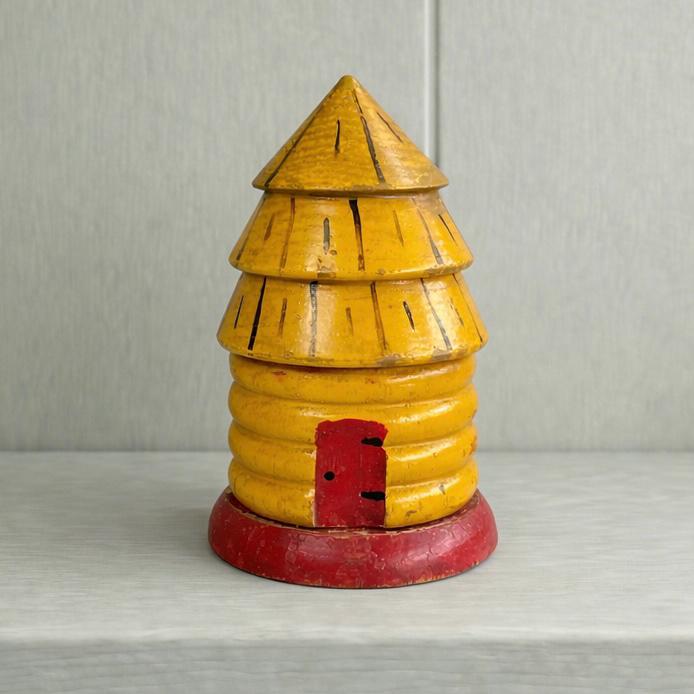 Antique Bee Skep Money Bank Naïve Folk Art Bee Hive Money Box C 1890