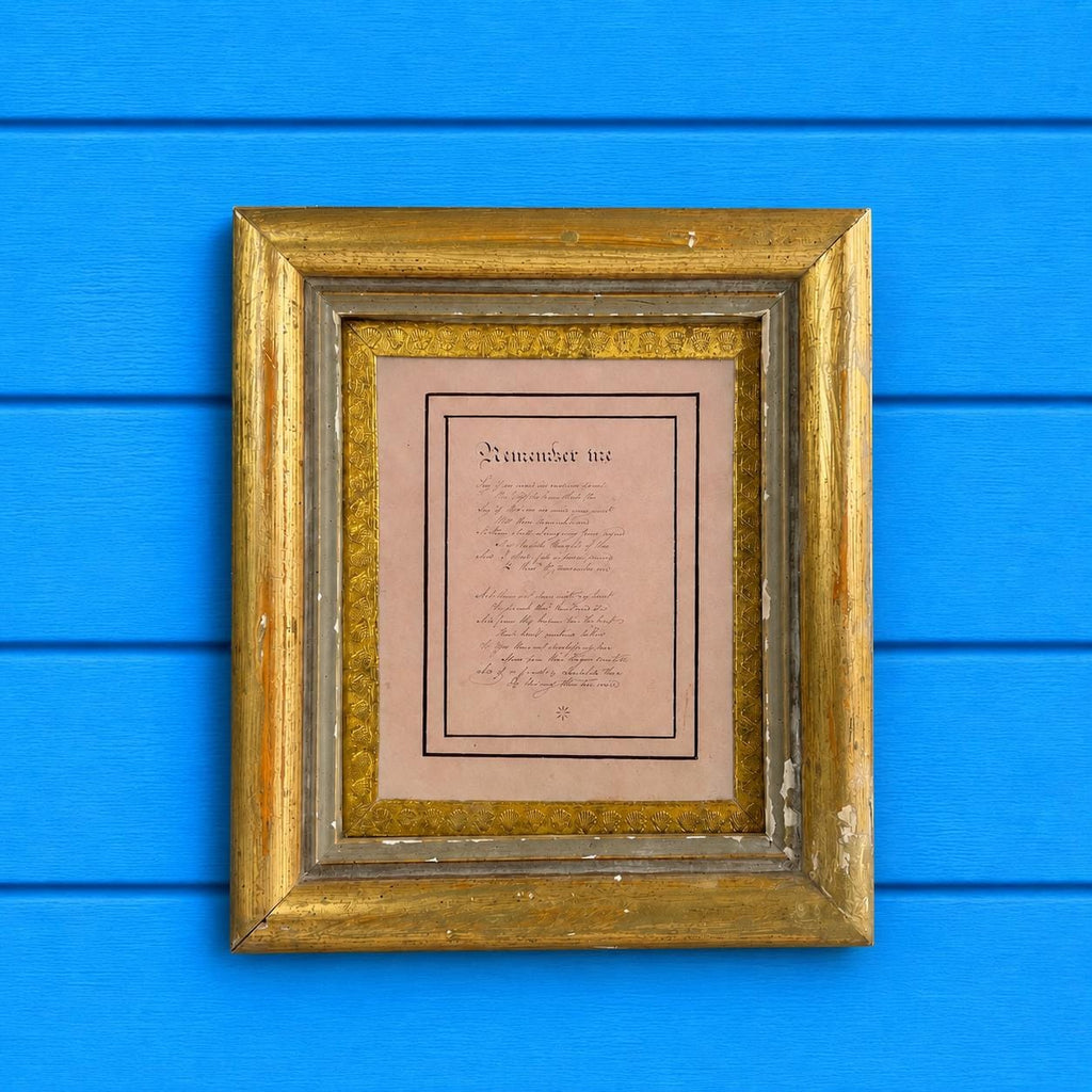 Antique Valentine Microcalligraphy Forget Me Not Miniature Verse Poem C 1850