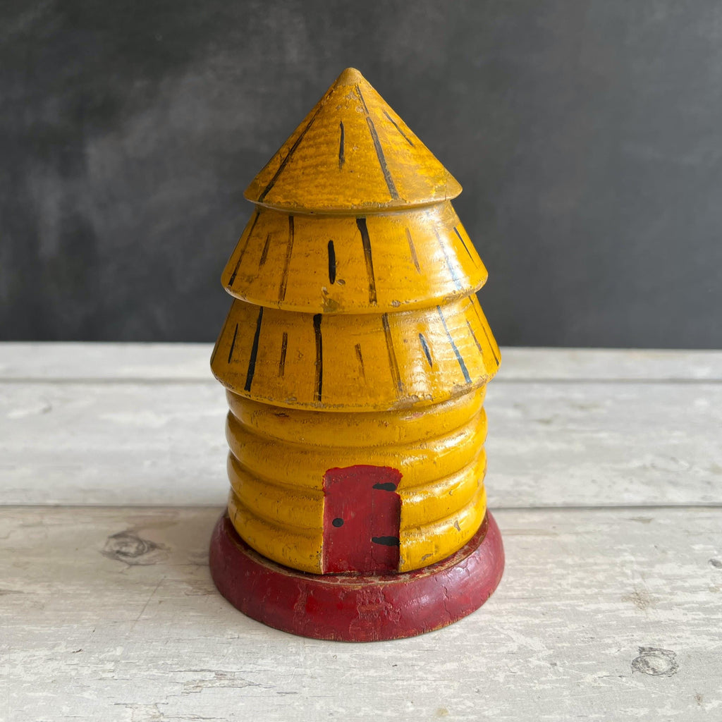 Antique Bee Skep Money Bank Naïve Folk Art Bee Hive Money Box C 1890