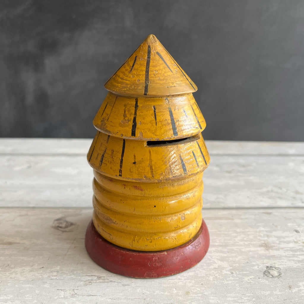 Antique Bee Skep Money Bank Naïve Folk Art Bee Hive Money Box C 1890