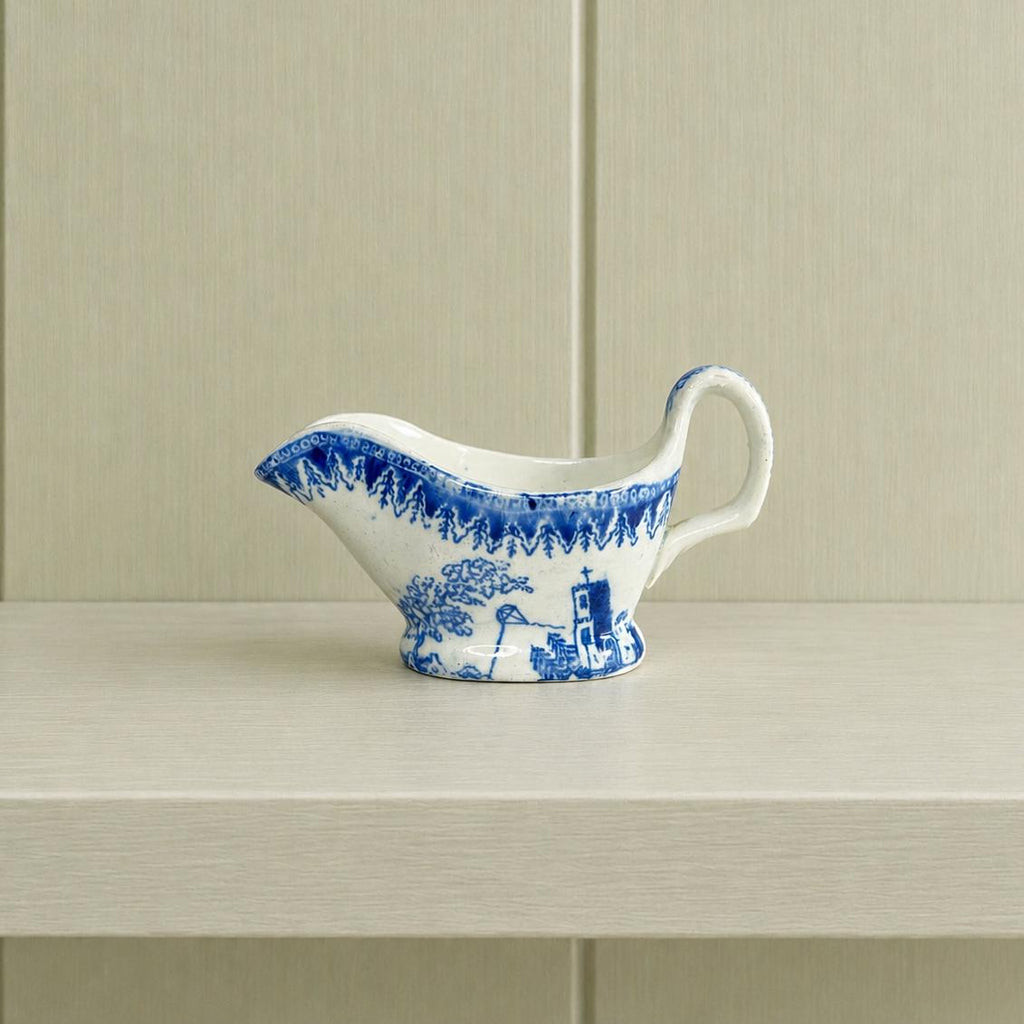 1820s Miniature Pearlware Sauceboat Kite Flier Transferware Dollhouse Size