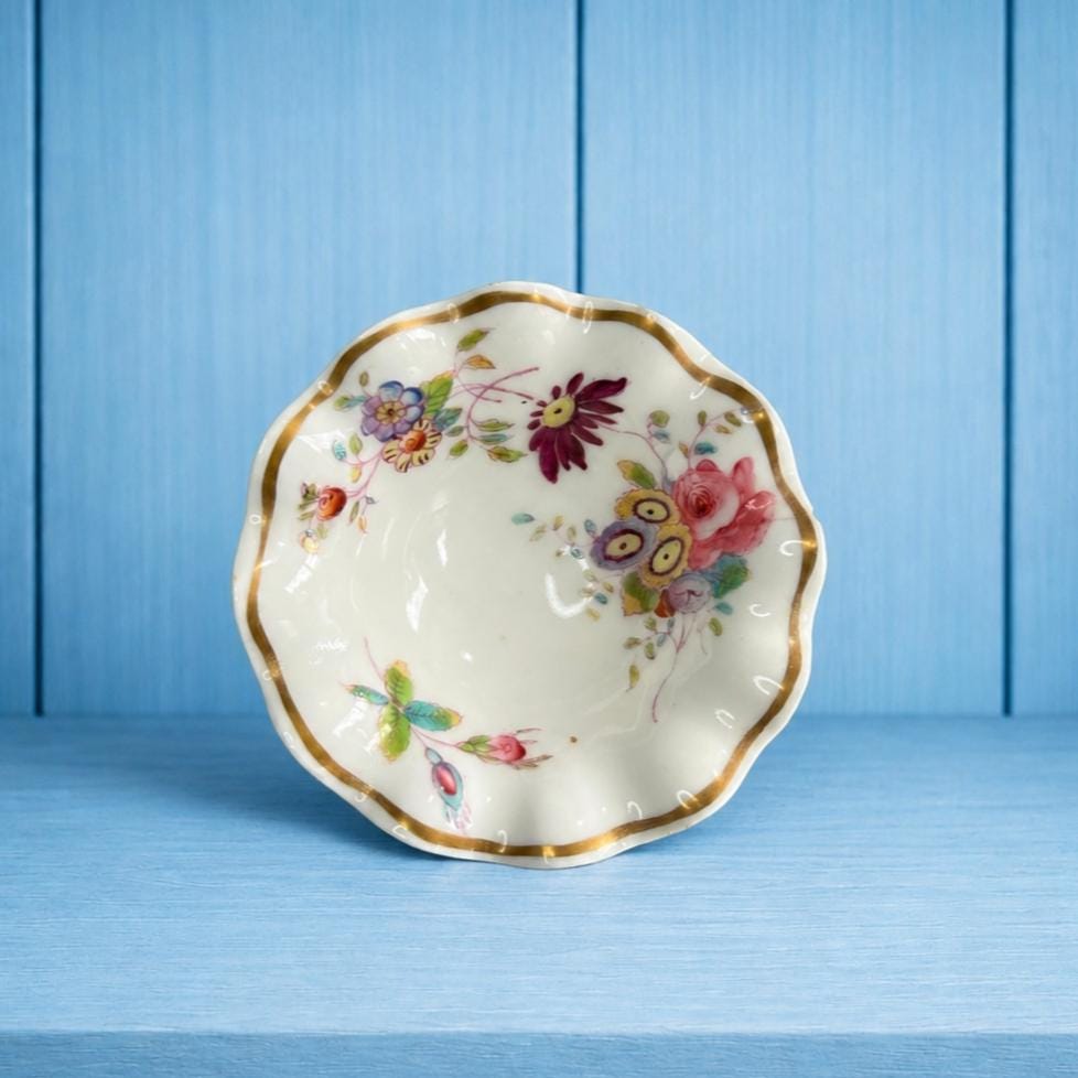 Antique 19th Century Miniature Toy Doll Fruit Bowl Pretty English Floral Porcelain AF