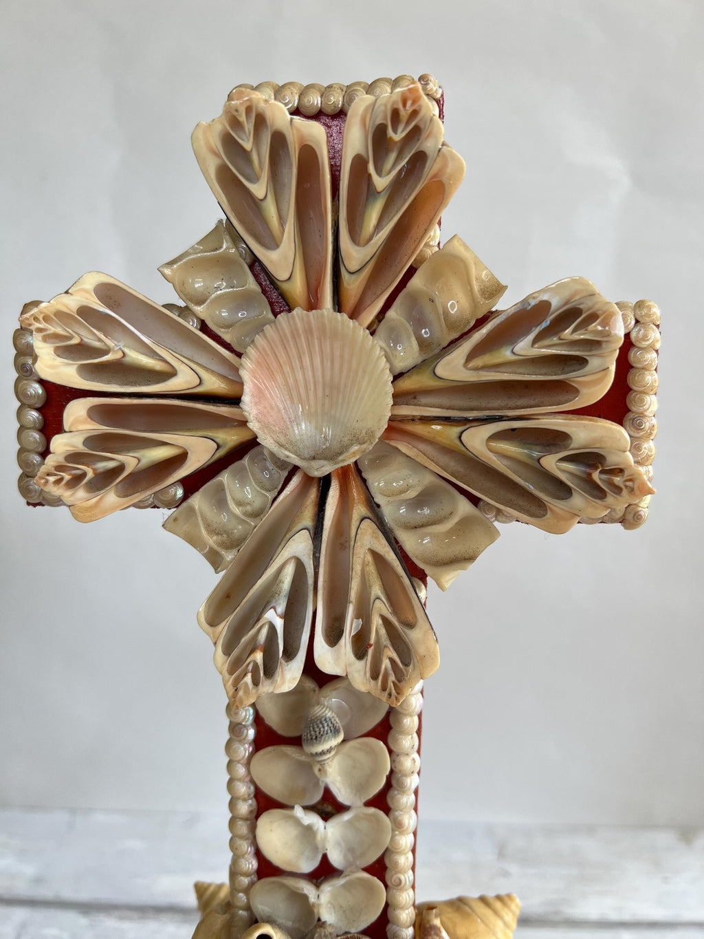 Vintage Shellwork Cross Folk Art C 1920