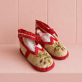 Antique Victorian Silk Baby Shoes Hand Painted Roses C 1880 AF