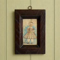 19th Century English Naive School Miniature Child In Portrait Tartan Dress C 1840