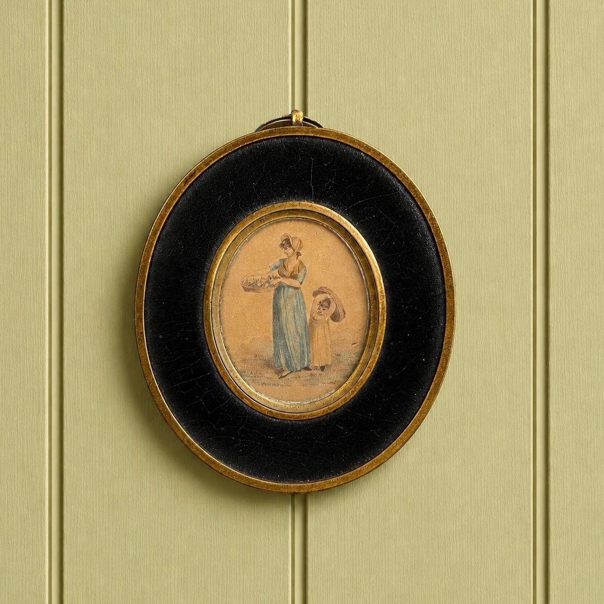 18th Century Miniature Stipple Engraving Flower Girls C 1800