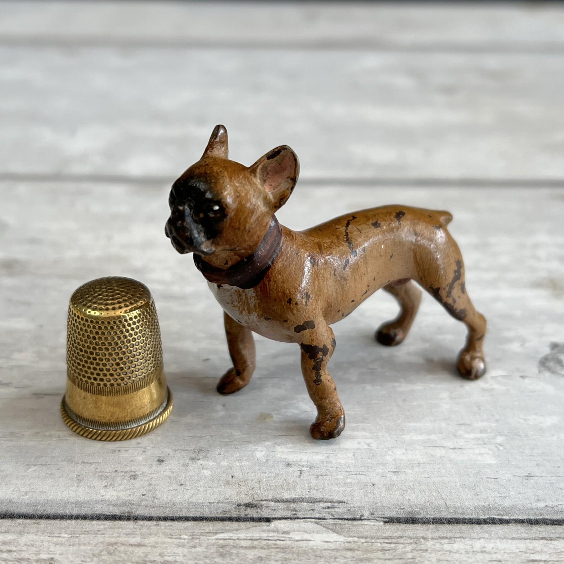 Antique Vienna Cold Painted Bronze French Bulldog Figure C 1880