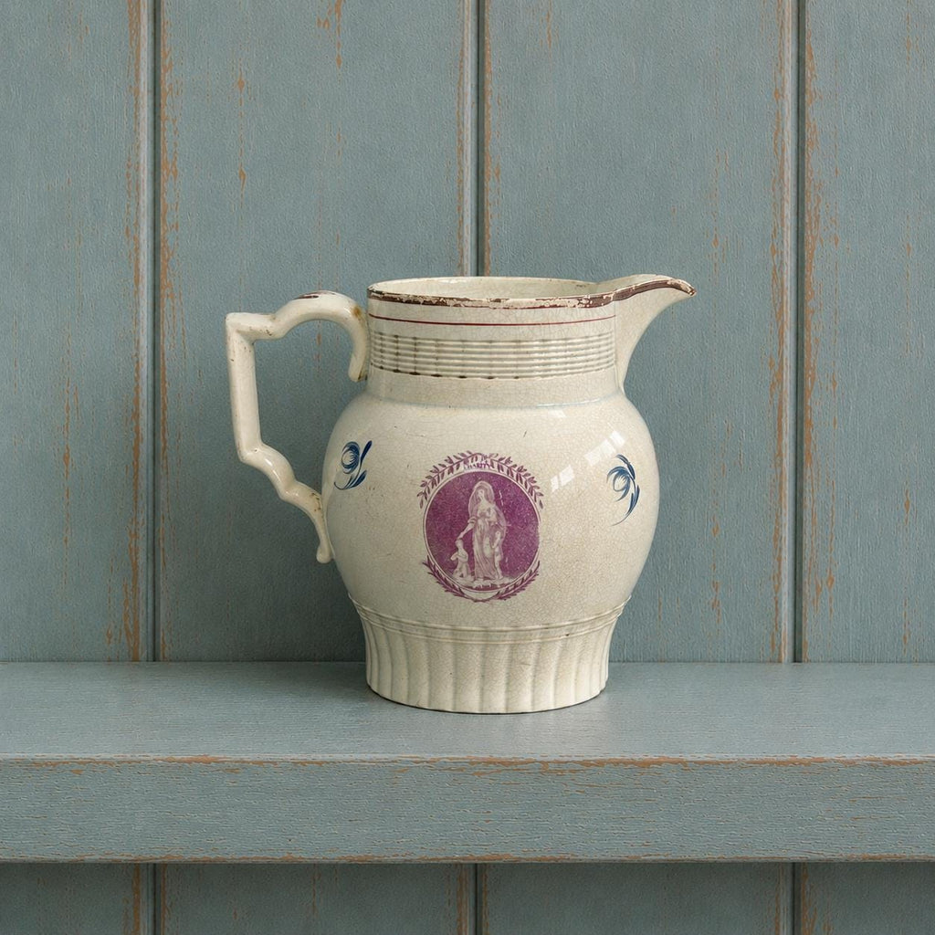 Pearlware Jug Pitcher Puce Transferware Faith Hope and Charity C 1800