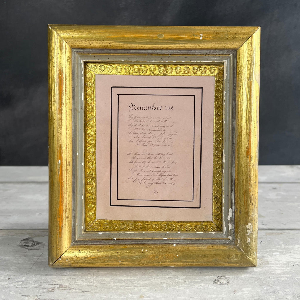 Antique Valentine Microcalligraphy Forget Me Not Miniature Verse Poem C 1850