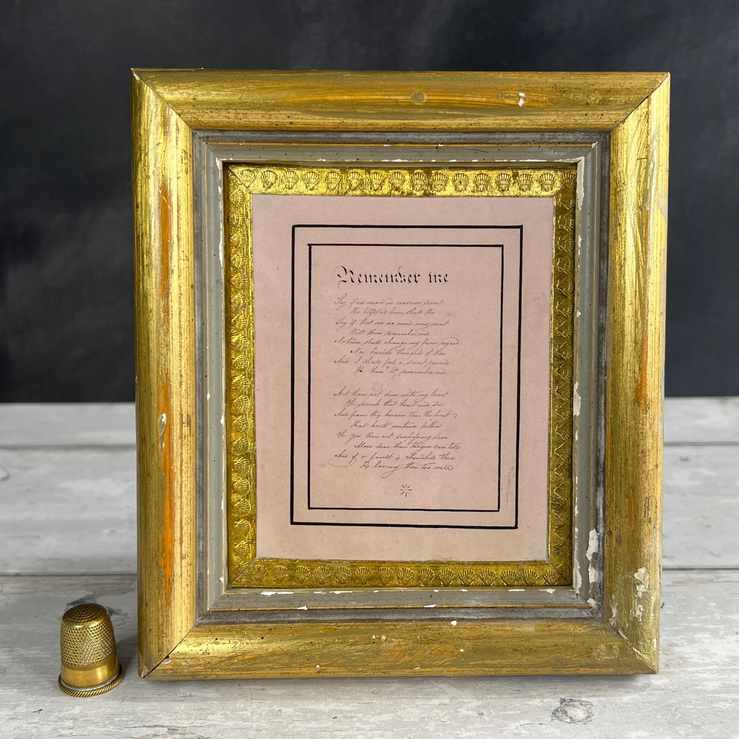 Antique Valentine Microcalligraphy Forget Me Not Miniature Verse Poem C 1850