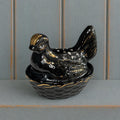 Miniature Staffordshire Pottery Jackfield Ware Hen on Nest Egg Holder SMALL C 1880
