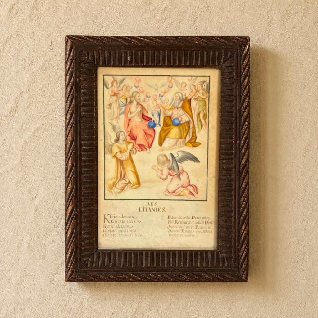 Antique 18th Century French Religious Painting Les Litanies C 1790