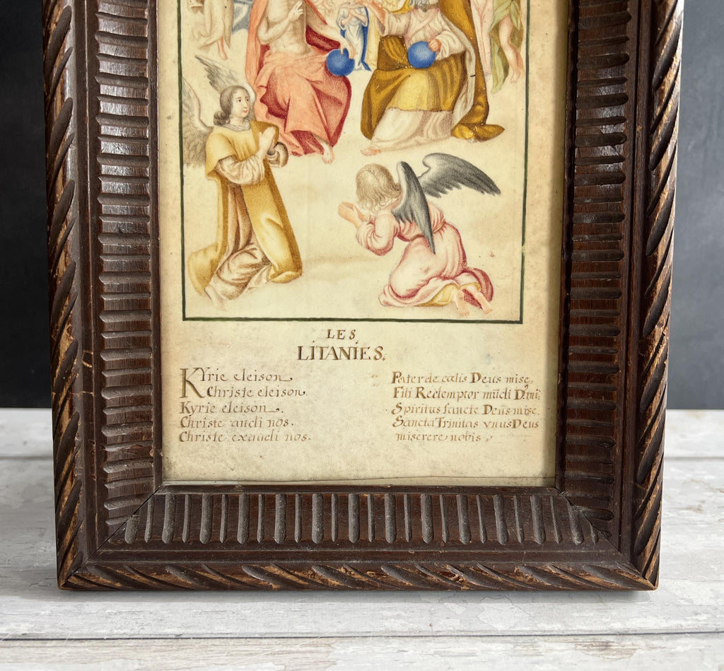 Antique 18th Century French Religious Painting Les Litanies C 1790